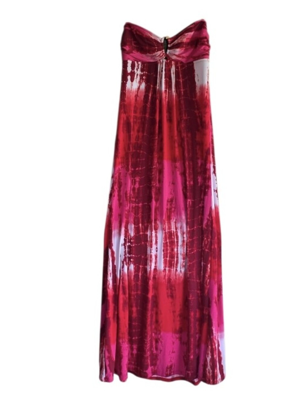 Natori Resortwear Luxury Halter Maxi Dress in Red Pink Vacation Stretchy Slinky